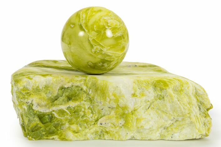 Polished Noble Serpentine Sphere with Base - Washington #327934